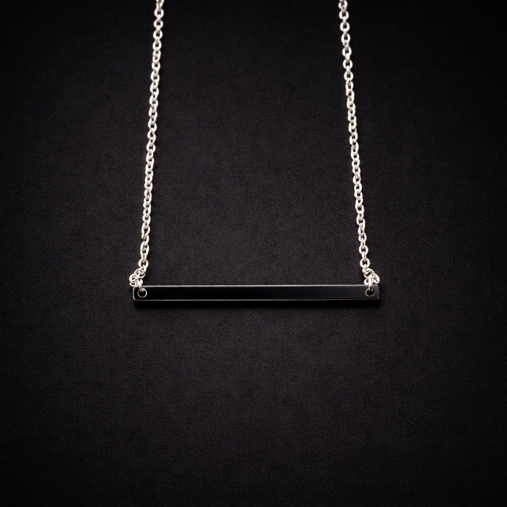 Minimal Silver Bar Pendant Necklace - Women Jewelry